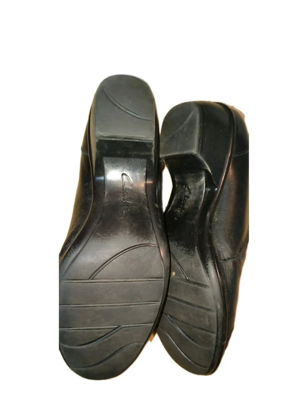 Clarks Black Leather Platform Slip-On Heels